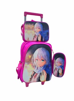 Generic Back To School School Bag With Wheels, 3 in 1,Designed With Anime Characters For Girls  - Image 1