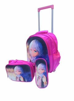 Generic Back To School School Bag With Wheels, 3 in 1,Designed With Anime Characters For Girls  - Image 2