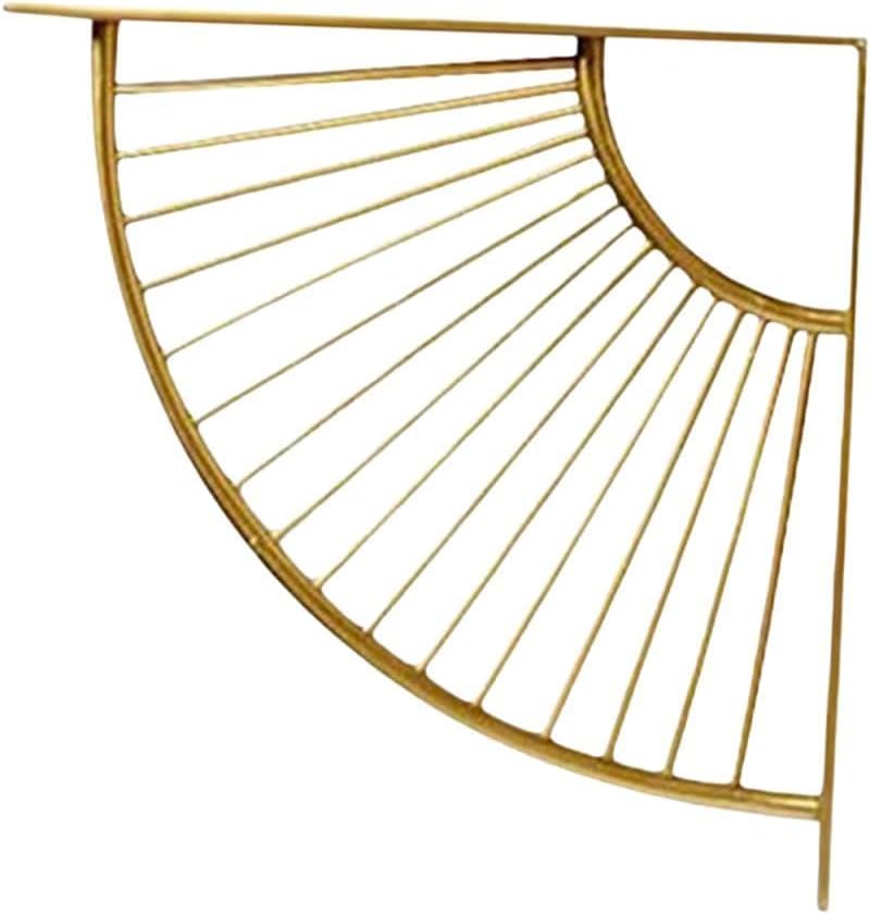 Gold Wall Mount Shelf Bracket Fan Shaped Multipurpose Storage Support for Bedroom Study Living Room - Image 1