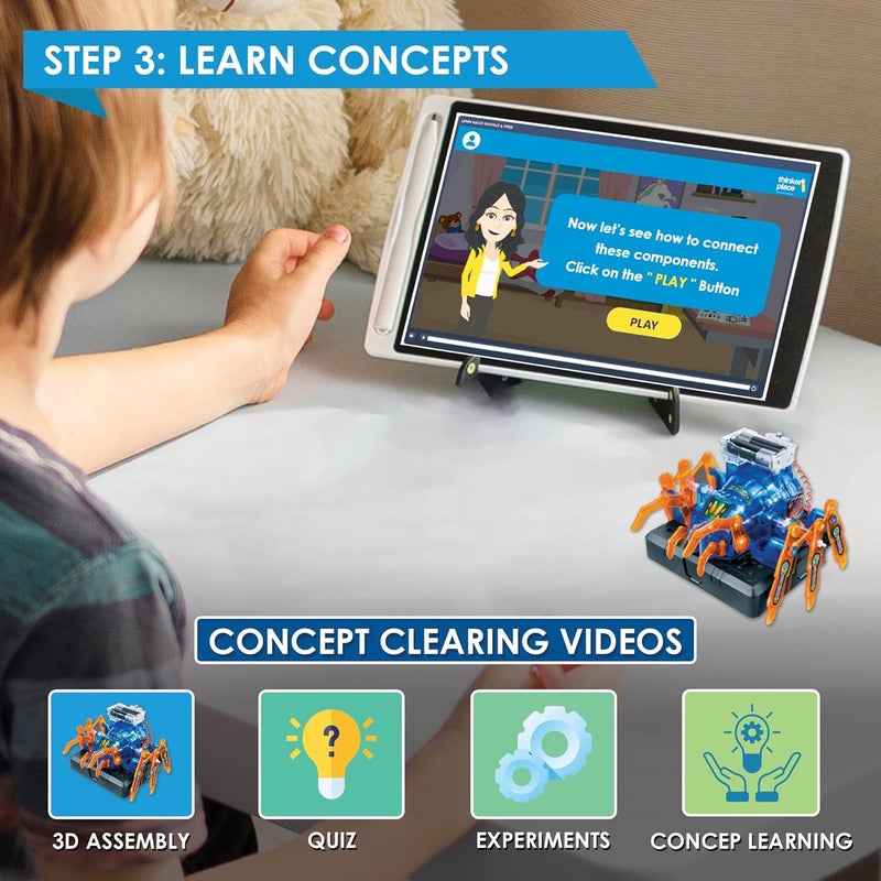 ThinkerPlace مجموعة كيت العنكبوت الروبوتي من ثينكر بليس | بناء، تعلم والعب | لعبة STEM للأطفال من عمر 8 سنوات فما فوق | مجموعة تعلم الروبوتات مع تجربة الواقع المعزز | لعبة تعليمية ممتعة - Image 4