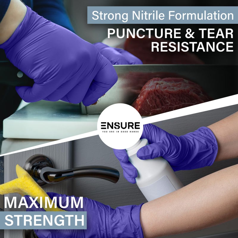 Ensure Blue Nitrile Gloves â€“ 3 Mil Light-Duty Disposable Gloves, Powder & Latex Free, Chemo-Rated, Non-Sterile, Textured Fingertips for Medical & Dental Use, Food Service & Cleaning (200, Medium) - Image 3