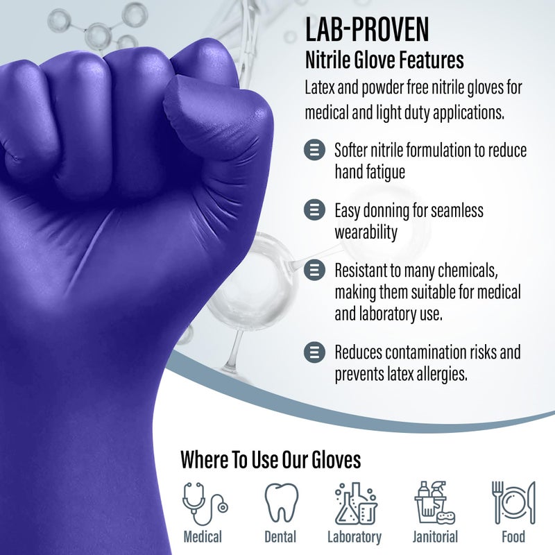 Ensure Blue Nitrile Gloves â€“ 3 Mil Light-Duty Disposable Gloves, Powder & Latex Free, Chemo-Rated, Non-Sterile, Textured Fingertips for Medical & Dental Use, Food Service & Cleaning (200, Medium) - Image 5