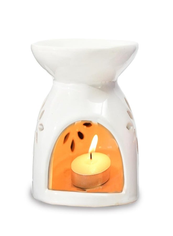 AuraCam Ceramic Diffuser Essential Oil Diffuser with Tea Light Candle - Pack of 1 | Ceramic Oil Diffuser | Essential Oil Burner | Aroma Diffuser for Home, Office & Toilets (White) - Image 5