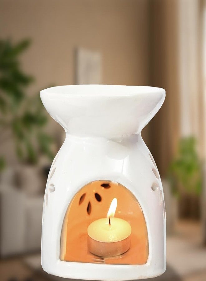 AuraCam Ceramic Diffuser Essential Oil Diffuser with Tea Light Candle - Pack of 1 | Ceramic Oil Diffuser | Essential Oil Burner | Aroma Diffuser for Home, Office & Toilets (White) - Image 4
