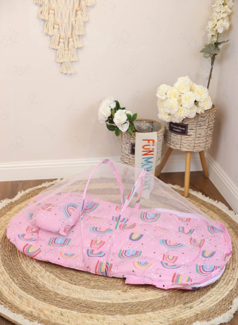 FUN MOMENT Ultra soft and breathable newborn sponge foldable mosquito net mattress with various designs 90×50cm - Image 1