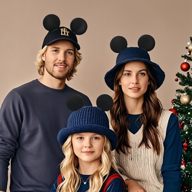 ZIYIZE 4 Pcs Magnetic Mouse Ears for Hats, Removable Magnet Minni Ear for Cap, Interchangeable Mouse Ears for Baseball Hat, Clip-On Hat Accessory, Adults and Kids, for Theme Parks Halloween Christmas Black - Image 4