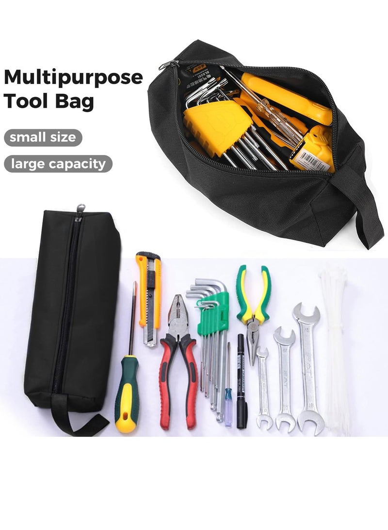 SYOSI 3 Pack Small Tool Bag with Zipper Heavy Duty Multi purpose Tool Pouch Bags with Waterproof Oxford Canvas Ideal for Tools Gadgets Cosmetics Stationary Black 9.8 x 3.3 x 2.7 Inch  - Image 2