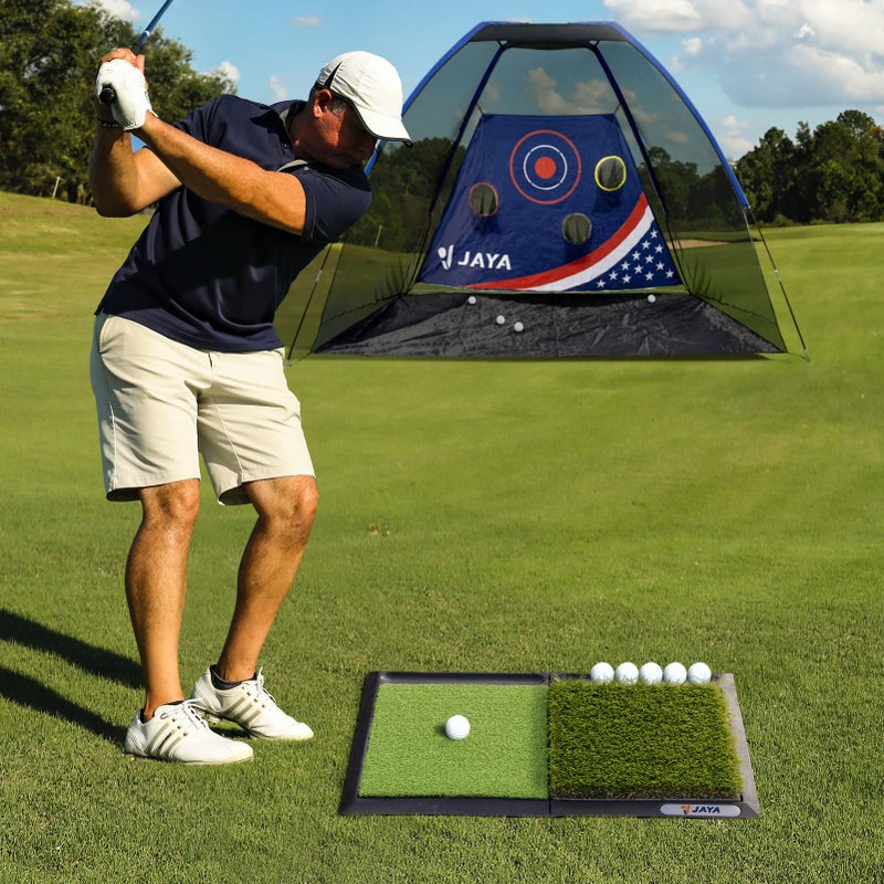 JAYA Golf Hitting Mat with Ball Tray, Heavy Rubber Base, Fairway & Rough Turf Golf Training Mat, Golf Tees and Rubber Tee Holder Included, Portable Golf Practice Mat for Indoor and Outdoor - Image 5