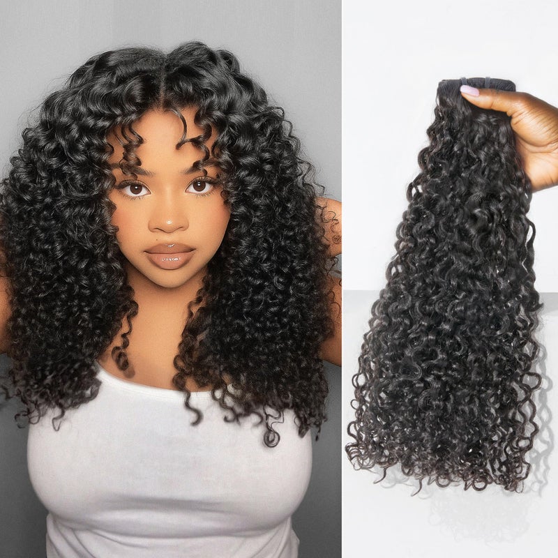 LUVME Invisible Messy Curly Clip in Hair Extensions Real Human Hair for Women, 14 Inch 110g 6Pcs, Remy Hair Clip Ins, Invisible Clip Ins for Daily Wear & Special Occasions - Image 1