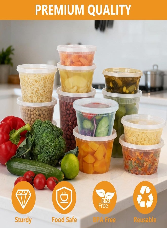 NESCCI 96 Sets (192-Piece) Deli Containers with Lids, 32/16/12/8 oz X 24 Set Each, Leak-Proof & BPA Free Airtight Takeout Plastic Food Storage Containers for Soup, Microwave/Freezer/Dishwasher Safe - Image 3