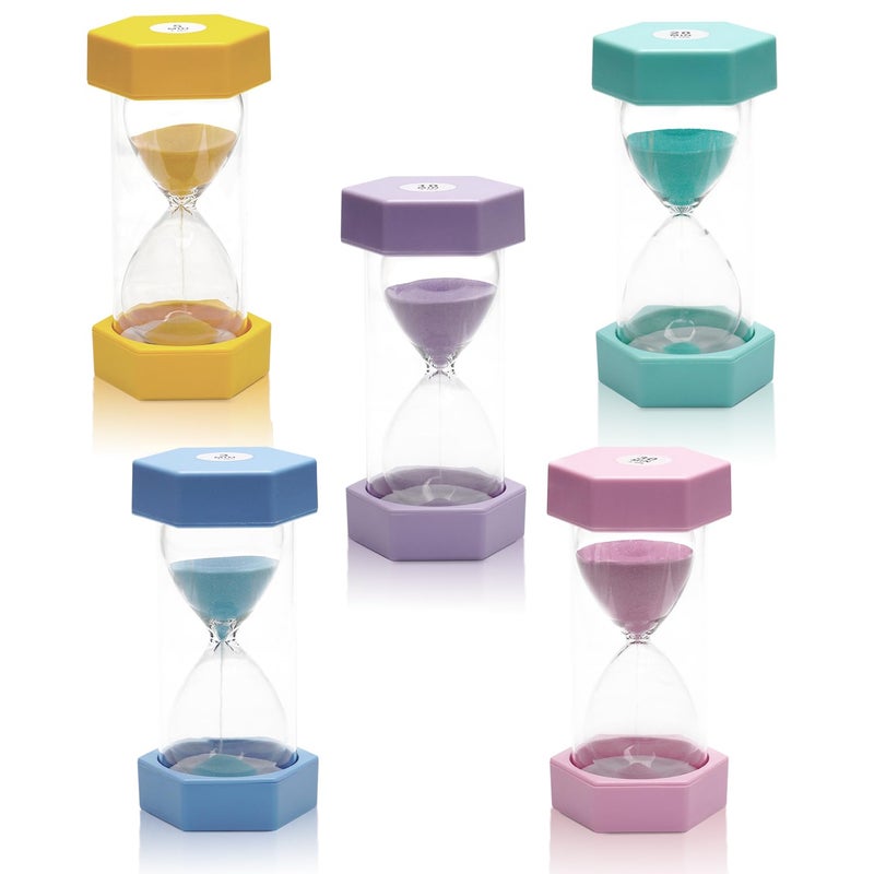 5 Pcs Marcaron Colorful Hourglass Sand Timers Acrylic Hourglass Timer 35102030 Minutes Sandglass for Classroom Home Kitchen Office Decoration