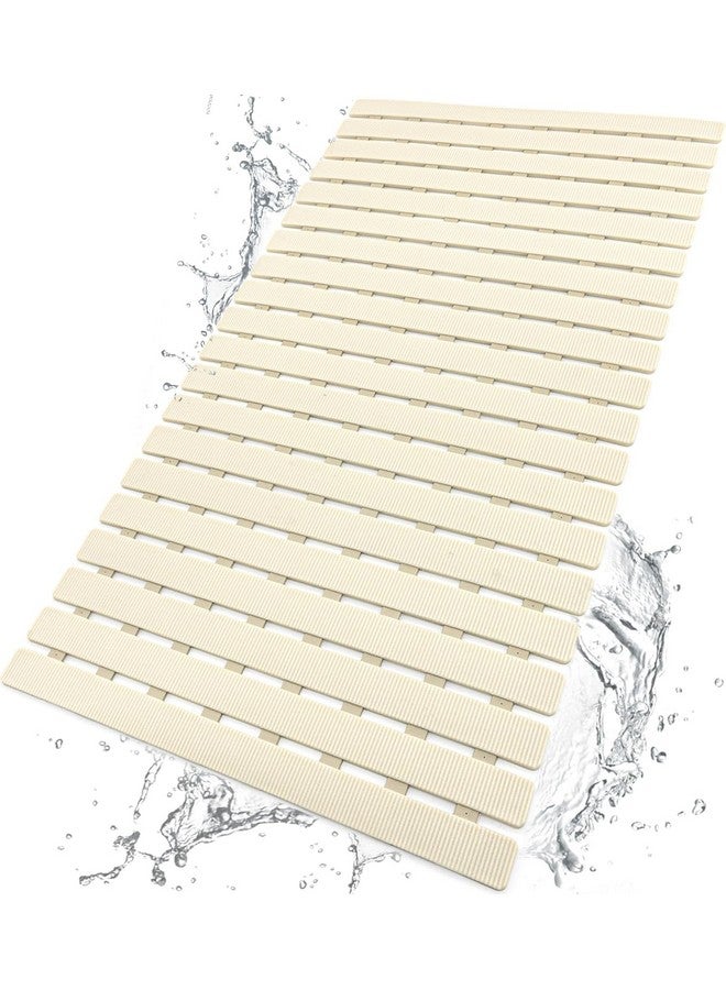 Home-Cloud Homecloud Shower Mat Bathtub Mat Non Slip, Bath Mat for Shower, with Suction Cups Drainage Holes, Foot Massage Exfoliating (Beige) - Image 1
