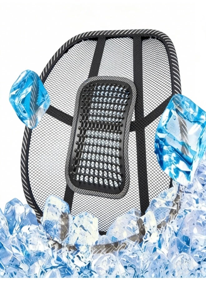 Car Seat Lumbar Support Pillow - Ergonomic Breathable Mesh with Massage Beads | Heat-Resistant Back Pain Relief for Long Drives (Fits All Car Seats) - Image 3