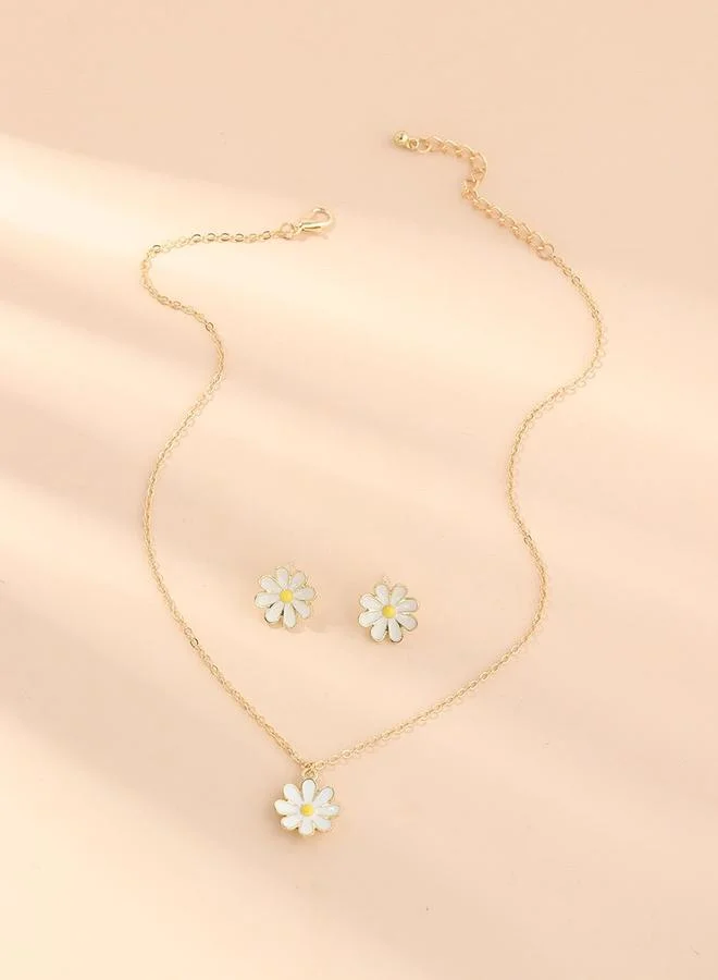 Take Two Take Two 2pcs Girl's Flower Pendant Necklace with earrings set