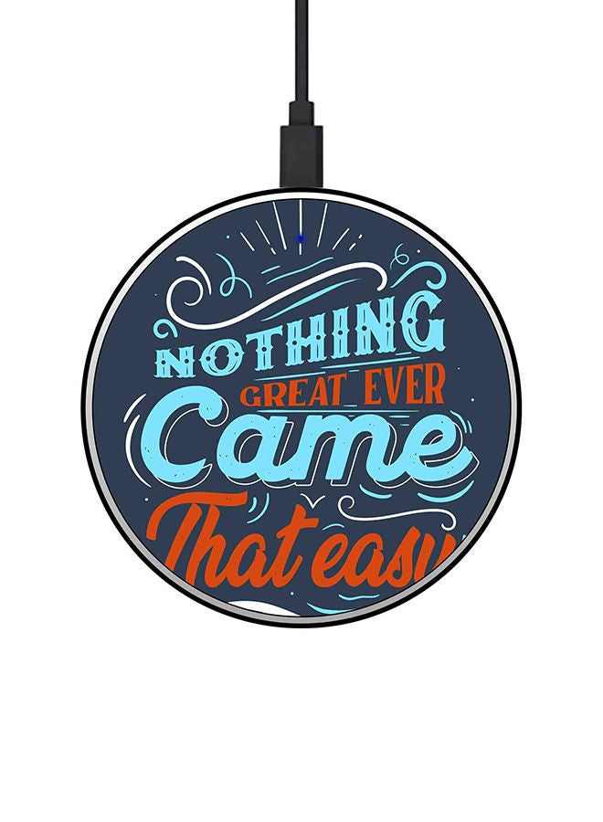 NIBEMINENT Nothing Great Printed Fast Wireless Charger With USB Cable Blue/Grey/Orange  - Image 1