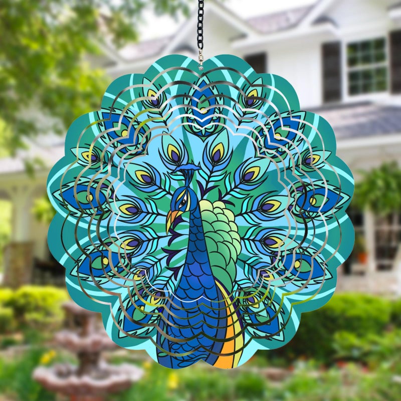 DKJOCKY Peacock Metal Wind Spinners Gifts for Women Mom Grandma Wife Hanging Wind Spinner for Outdoor Indoor Decorations 12 inch Wind Spinner for Christmas Thanksgiving Ornament Gifts - Image 2
