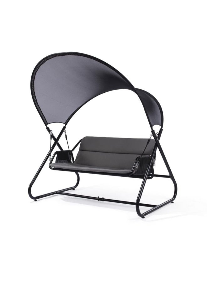 ليفينج اكسنتس كرسي أرجوحة ذو مقعدين مقاوم للطقس بإطار من الفولاذ أسود ورمادي 192 × 147 × 176 سم 79056 - Image 1