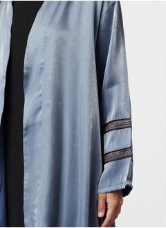 trendyol Indigo Embroidered Shiny Long Woven Cap & Abaya & Abaya TCTSS24KF00004  - Image 4
