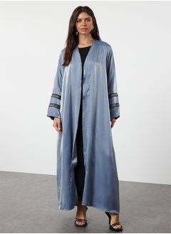 trendyol Indigo Embroidered Shiny Long Woven Cap & Abaya & Abaya TCTSS24KF00004  - Image 1