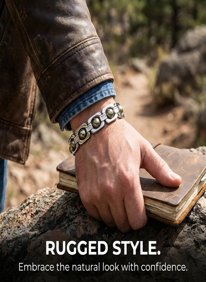 Gratify Natural Raw Pyrite Bracelet for Men & Women | Money Attraction & Confidence Booster Crystal | Adjustable Unisex Astrology Wealth | Premium Healing Stone Gift (Pyrite Metal Bracelet) - Image 4