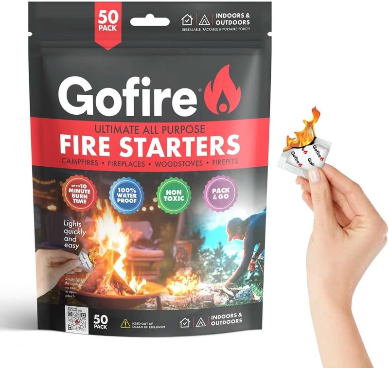 GOFIRE أداة إشعال النار الشاملة - غير سامة، صديقة للبيئة، محمولة، مقاومة للعوامل الجوية لإشعال النار في التخييم، المشي، الرحلات، المدافئ، مواقد الخشب والمزيد! (100 قطعة) - Image 2