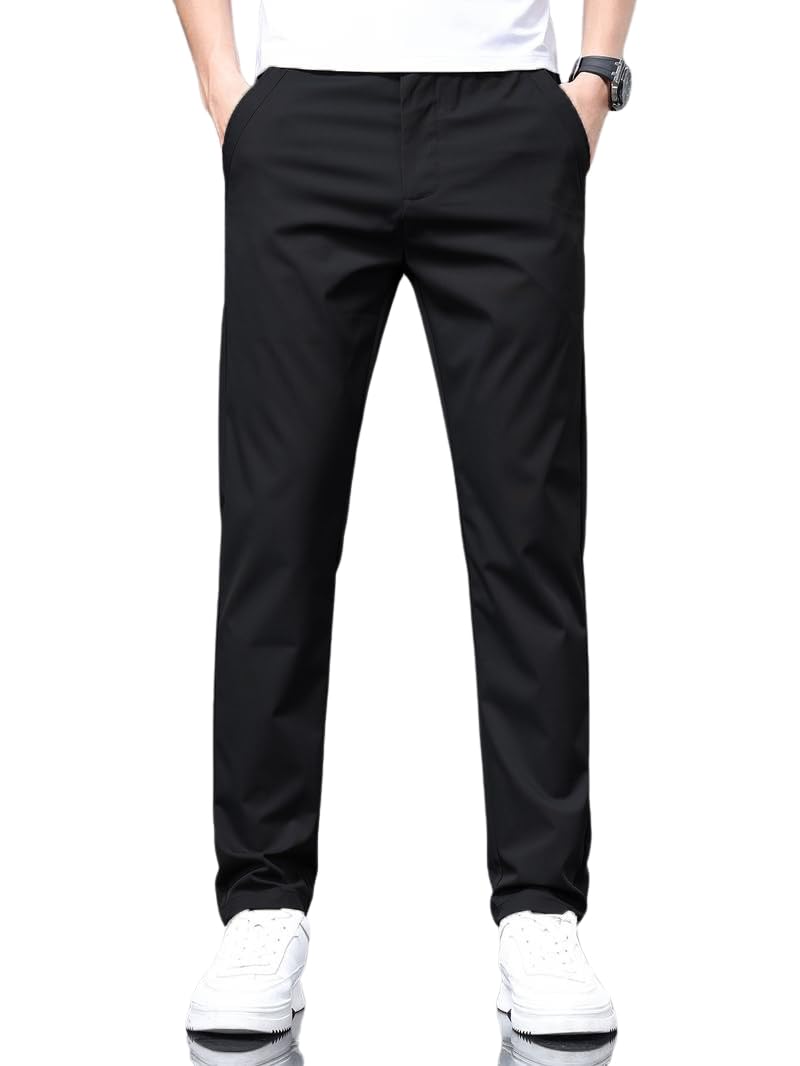 TOPLOT Men's Slim Fit Trousers | Stylish Casual Design | Comfortable Fit Wear | Clean Look Structure | Versatile Styling | Easy Movement Fit | Perfect for Casual & Office Wear (5226_30_Black) - Image 4