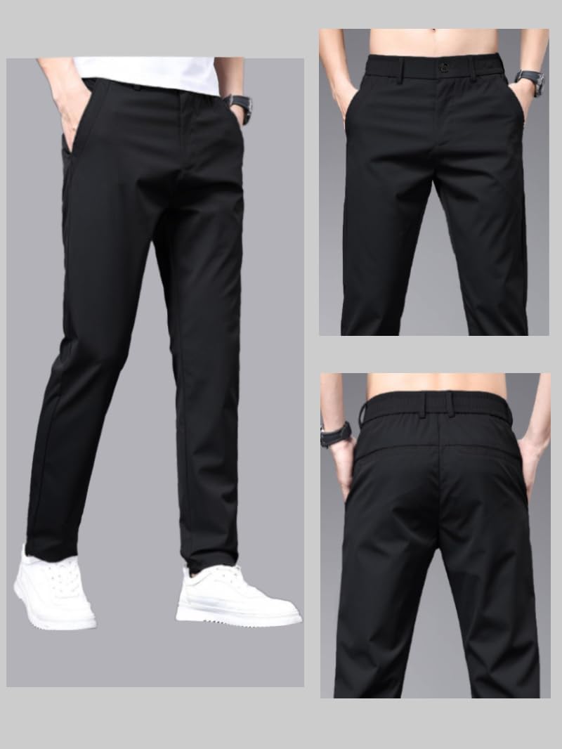 TOPLOT Men's Slim Fit Trousers | Stylish Casual Design | Comfortable Fit Wear | Clean Look Structure | Versatile Styling | Easy Movement Fit | Perfect for Casual & Office Wear (5226_30_Black) - Image 2