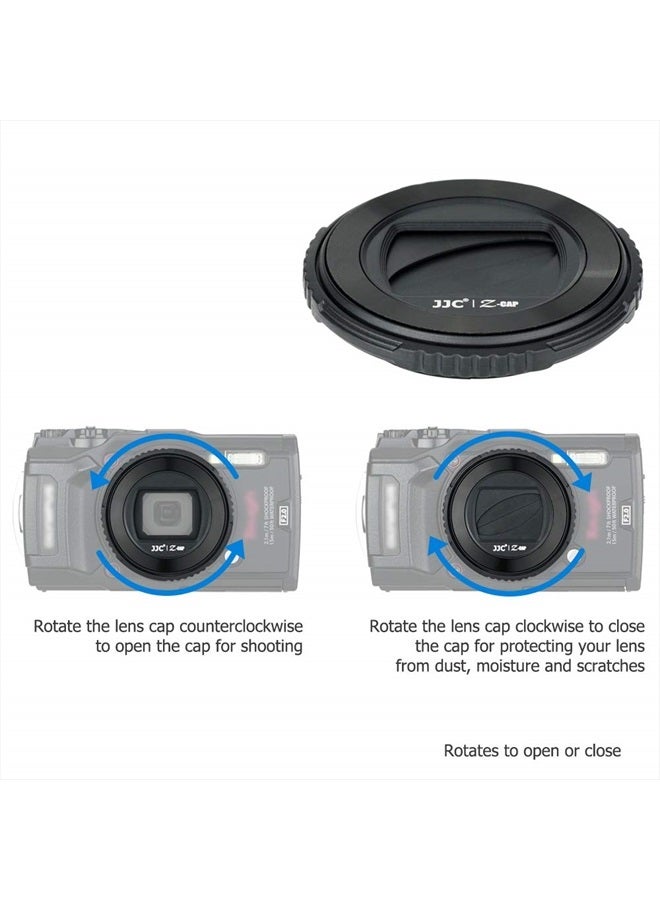 JJC LB-T01 Lens Cap Cover Protector for Olympus TG-7 TG7 TG-6 TG6 TG-5 TG5 TG-4 TG4 TG-3 TG3 TG-2 TG2 TG-1 TG1 Tough Waterproof Camera, Rotate to Open or Close Leaves, Made of ABS Materials - Black - Image 4