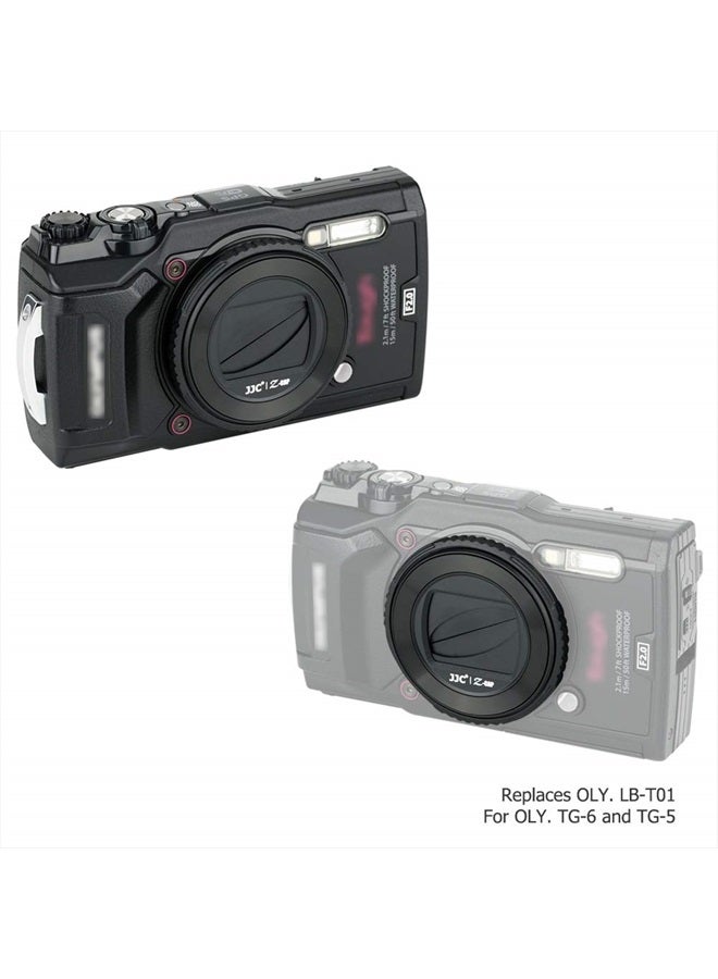 JJC LB-T01 Lens Cap Cover Protector for Olympus TG-7 TG7 TG-6 TG6 TG-5 TG5 TG-4 TG4 TG-3 TG3 TG-2 TG2 TG-1 TG1 Tough Waterproof Camera, Rotate to Open or Close Leaves, Made of ABS Materials - Black - Image 5