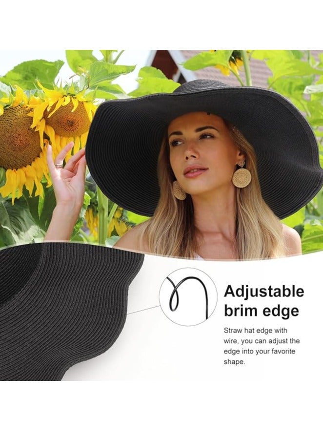 DUNISO Beach Hats For Women Big Straw Wide Brim Summer Hat Floppy Foldable Roll Up Cap Sun Hat UPF 50+ - Image 4