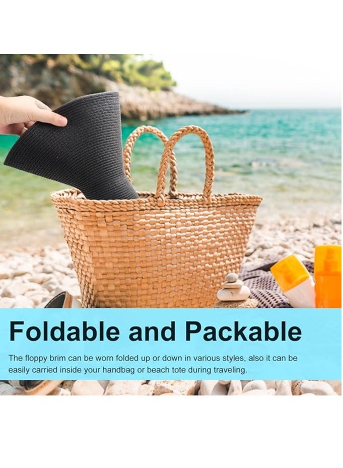 DUNISO Beach Hats For Women Big Straw Wide Brim Summer Hat Floppy Foldable Roll Up Cap Sun Hat UPF 50+ - Image 3