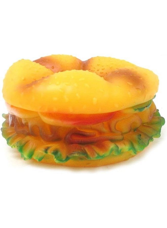 Durable Non Toxic Rubber Burger Shape Chew Toy With Squeaky Toy Perfect For Small & Medium Breed Dogs | Enhance Playtime & Promote Dental Health - Multicolor (Pack Of 2) - Image 1