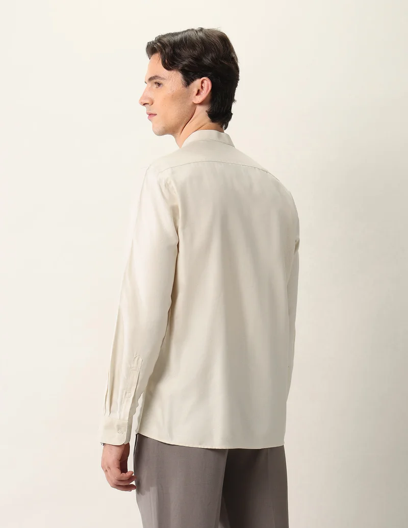Arrow Beige Textured Manhattan Slim Fit Ceremonial Shirt for Men | Best Price UAE