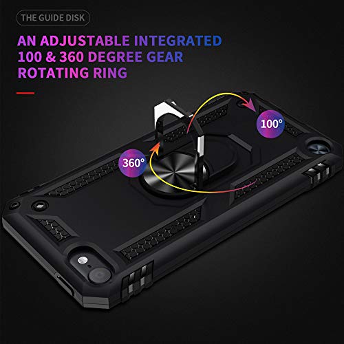 ULAK Compatible with iPod Touch 7/6/5 Case with 2 HD Screen Protectors, Hybrid Rugged Shockproof Cover with Built-in Kickstand for iPod Touch 7th/6th/5th Generation (Black) - Image 3