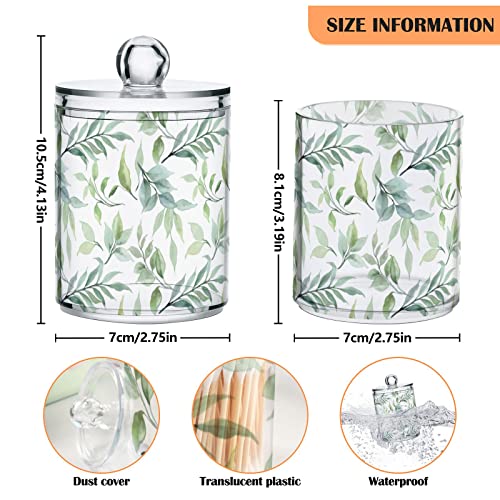 ZOEO Bathroom Canister Set of 2, Green Leaf Plant Summer Clear Plastic Jars Holder Dispenser Farmhouse Sugar Storage Countertop With Airtight Lids, Kitchen Theme Decor - Image 2