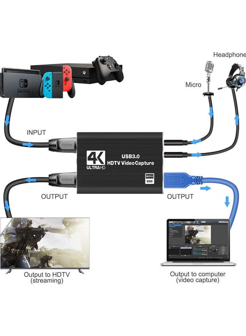 إيغوروف بطاقة التقاط فيديو HDMI فائقة الوضوح بدقة 4K ، USB3.0 مخصصة للبث المباشر للعبة المباشرة/أداة تسجيل الشاشة لتعليم المؤتمرات - Image 2