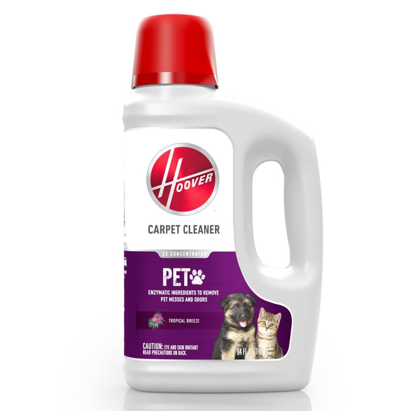 HOOVER Hoover Pet Carpet Cleaner Solution, 64 oz., Tropical Breeze Scent, Deep Cleaning Carpet Shampoo Solution, Eliminates Urine Stains and Odors, Pair with Hoover Carpet Cleaner Machine  - Image 1