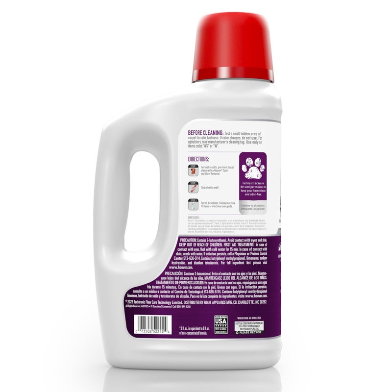 HOOVER Hoover Pet Carpet Cleaner Solution, 64 oz., Tropical Breeze Scent, Deep Cleaning Carpet Shampoo Solution, Eliminates Urine Stains and Odors, Pair with Hoover Carpet Cleaner Machine  - Image 2