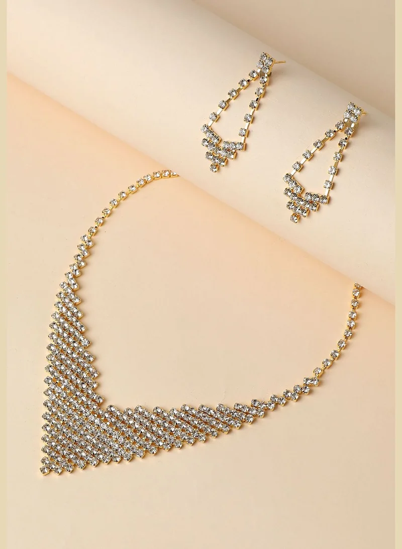 SOHI Silver Plated Designer Party Necklace and Earring Set For Women