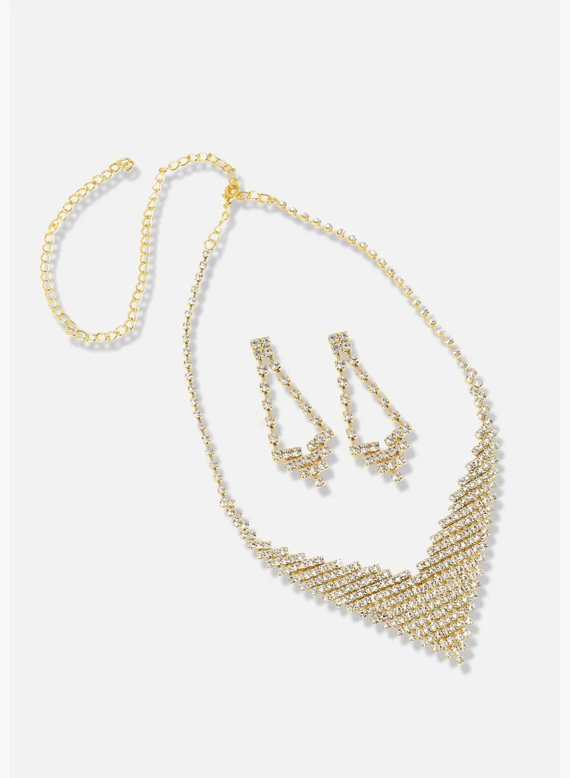 SOHI Silver Plated Designer Party Necklace and Earring Set For Women