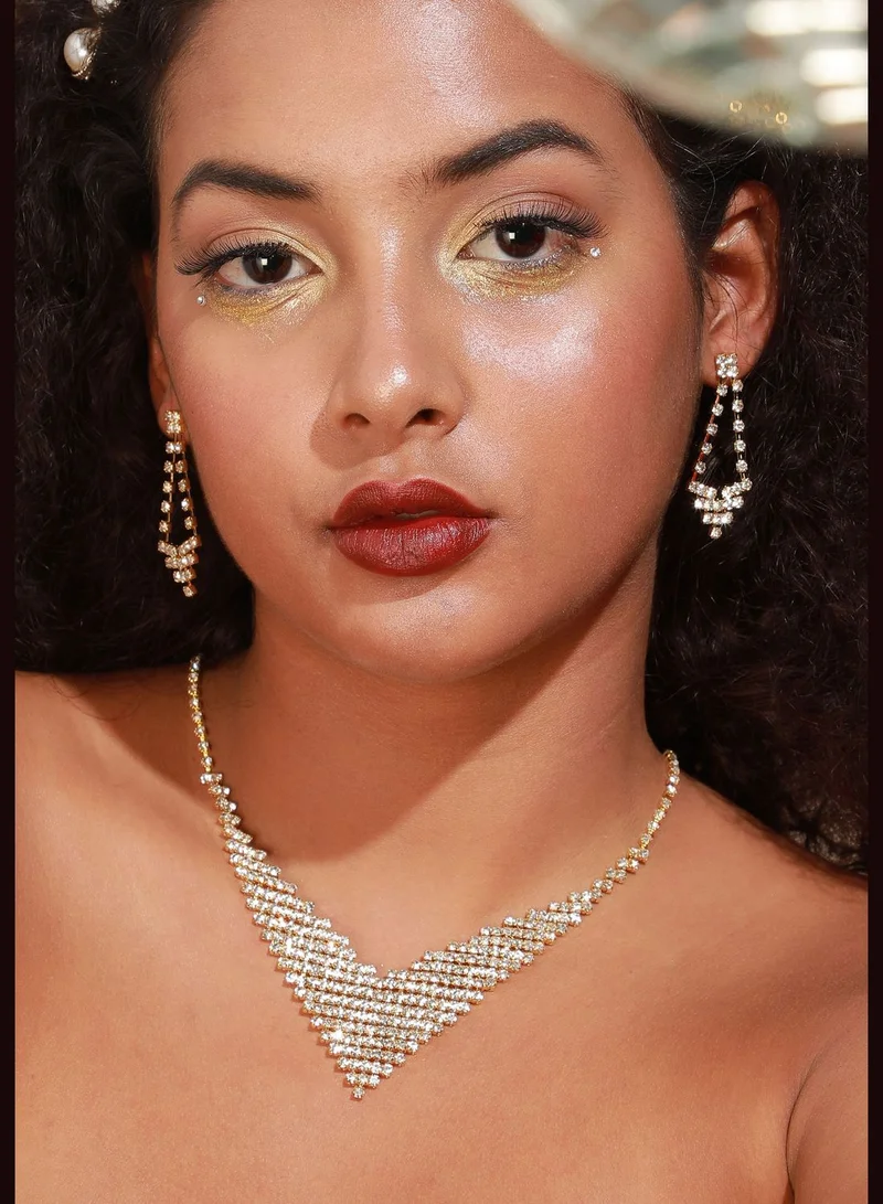 SOHI Silver Plated Designer Party Necklace and Earring Set For Women