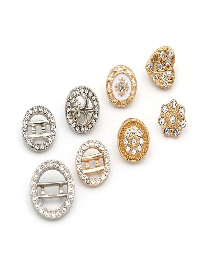 vingol 10 Pcs Small Metal Buttons Rhinestones Buttons Decorative Buttons for Crafts DIY Sewing Supplies(04 Silver,12mm) - Image 2