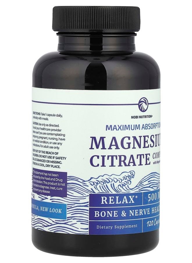Nobi Nutrition Magnesium Citrate Complex with Magnesium Oxide 500 mg 120 Capsules  - Image 2