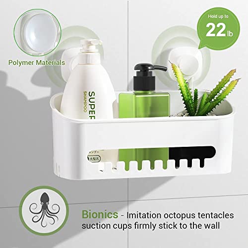 LUXEAR Suction Cup Shower Caddy - No Drilling Removable Shelf - Powerful Organizer Max Hold 22lbs - Waterproof Storage Basket for Bathroom & Kitchen - Image 2