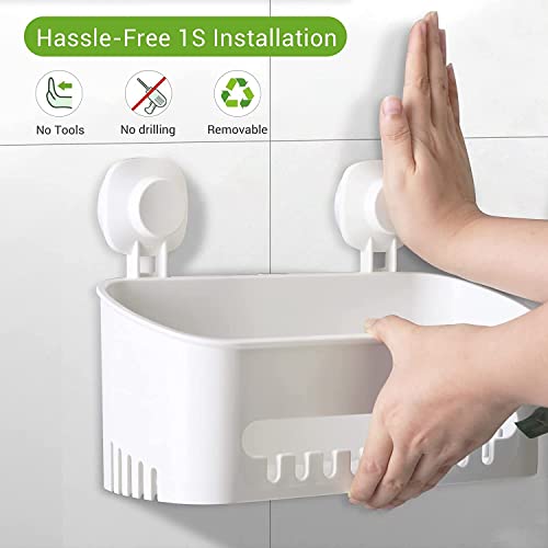 LUXEAR Suction Cup Shower Caddy - No Drilling Removable Shelf - Powerful Organizer Max Hold 22lbs - Waterproof Storage Basket for Bathroom & Kitchen - Image 3