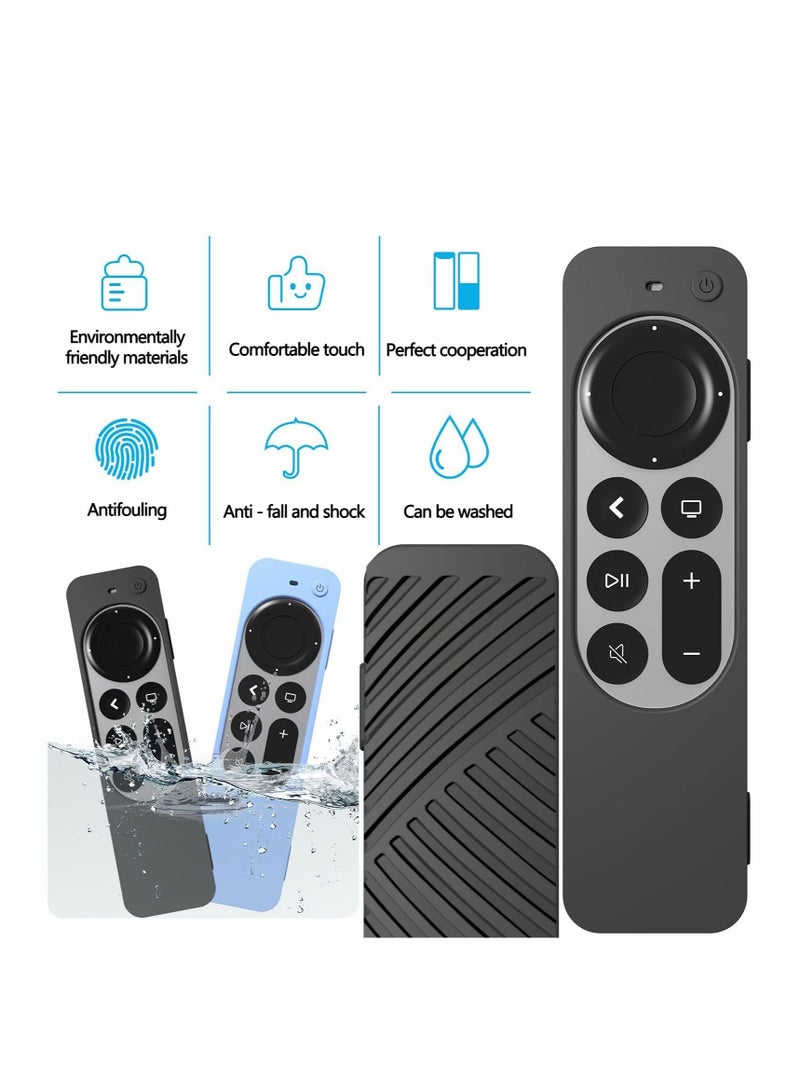 Captaintech Remote Control Cover for Apple TV, Silicone Shock Absorbing Non-Slip Full Body Cover for Apple TV 4K Siri Remote (Black)