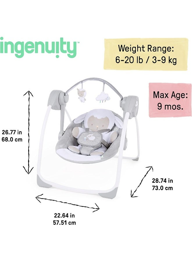 Ingenuity Comfort 2 Go Compact Portable Baby Swing, Cuddle Lamb - Image 5