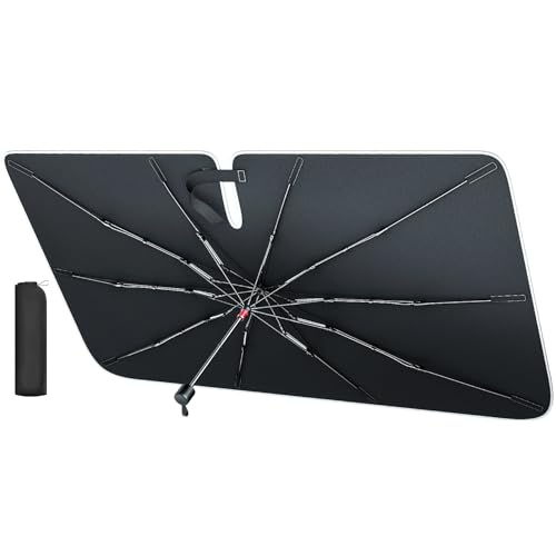 REEVAA 2025 Car Windshield Sun Shade Umbrella 2025 Upgrade Sun Protection Keep Cool Protect Interior 360 Flex Handle Sun Shield Sunshade Medium 57 x 32 for Most Car - Image 1