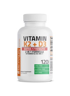 Bronson Vitamin K2 (MK7) with D3 Extra Strength Supplement Bone and Heart Health Non-GMO Formula 10,000 IU Vitamin D3 & 120 mcg Vitamin K2 MK-7 Easy to Swallow Vitamin D & K, 120 Capsules  - Image 1