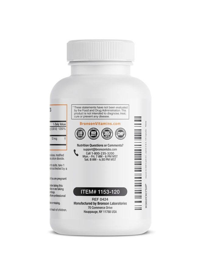 Bronson - Vitamin K2 +  D3 Extra Strength, 12 Capsules - Image 1